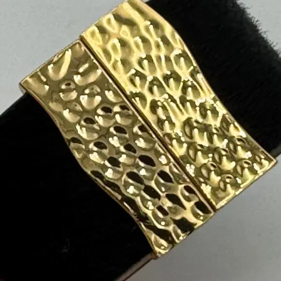 Rustic Cuff Haley Calfhair Cuff 1" Wrap Magnetic Gold Clasp NIB - Picture 4 of 7